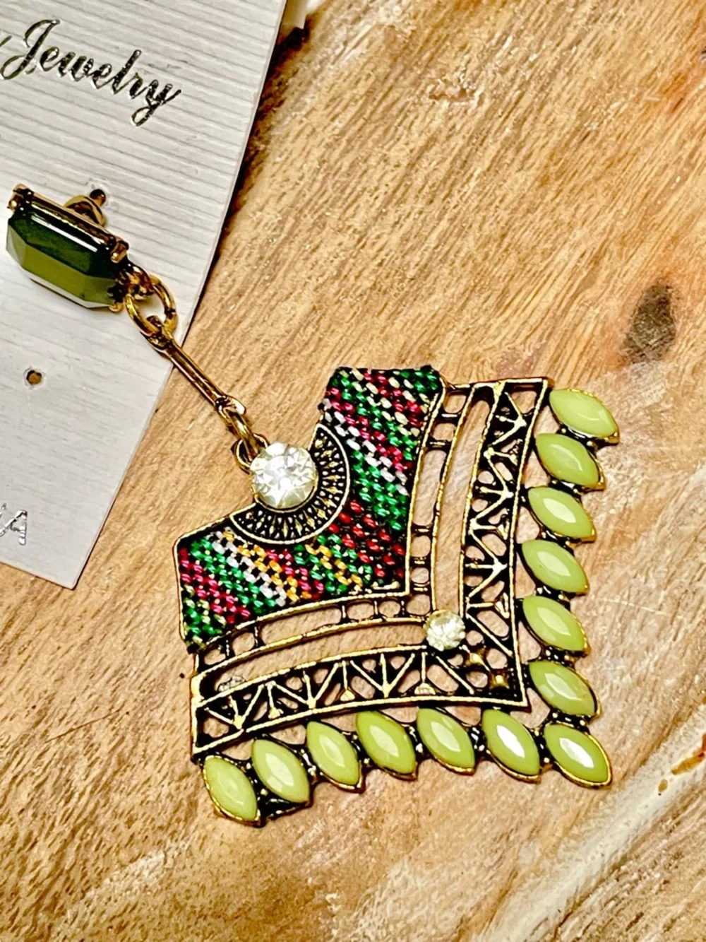 Boho Handmade Chartreuse Lime Green and Red Beaded Statement Drop Earrings